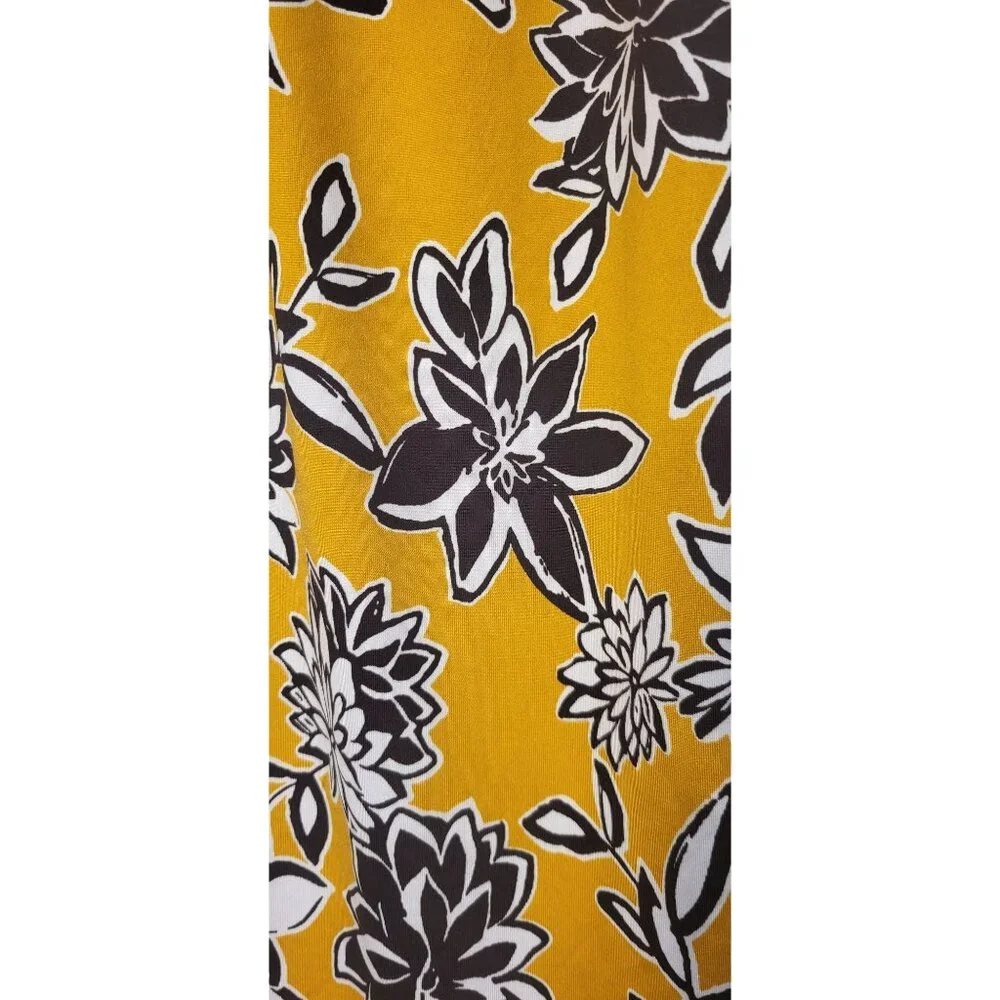 Floral Cold Shoulder Flutter Sleeve Pull On Yellow Wedding Guest Dress M